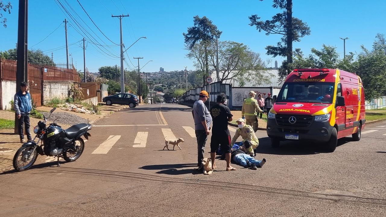 Motociclista fica ferido em acidente no Bairro Cascavel Velho