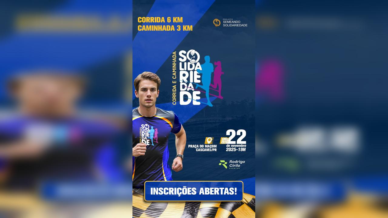 Abertas inscrições para a 2ª Corrida da Solidariedade em Cascavel