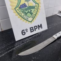 Imagem referente a Homem é detido após ameaçar esposa com facão no bairro Universitário, em Cascavel