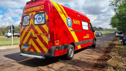 Motociclista fica ferido em colisão traseira na marginal da BR-277, em Cascavel Imagem referente a Motociclista fica ferido em colisão traseira na marginal da BR-277, em Cascavel