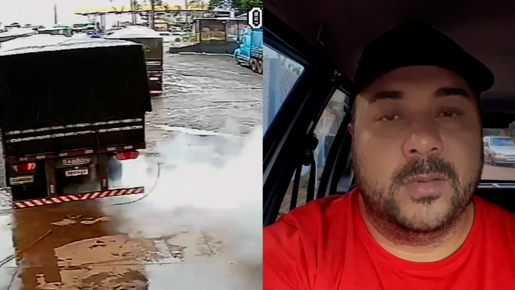 Pneu estoura, borracheiro se salva ao tirar blusa longe do caminhão em Santa Tereza do Oeste