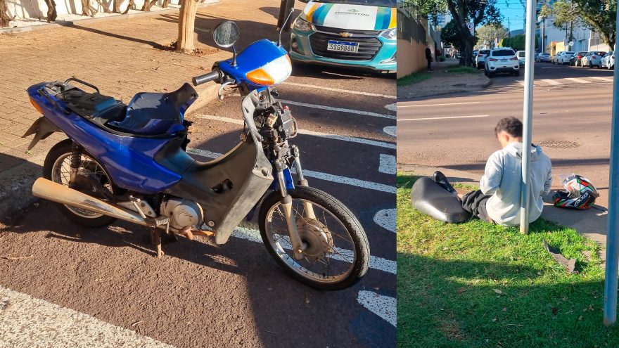 Motociclista fica ferido em acidente no Centro de Cascavel