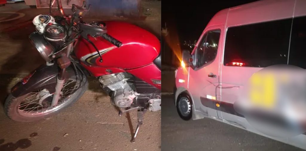 Van com 10 passageiros colide contra motociclista em Ponta Grossa