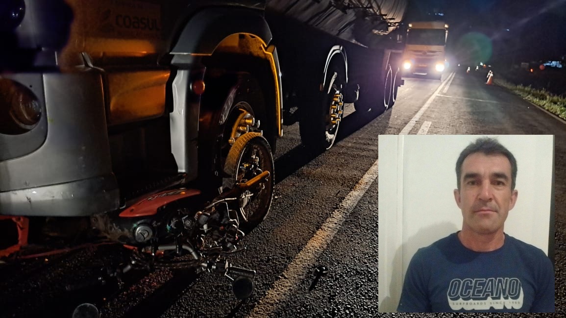 Identificado motociclista que morreu após ser arrastado por caminhão na PR-566