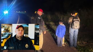 Conforme capitão, meninos de 7 e 11 anos estavam com frio e fome na BR-369 mas queriam ir a Londrina conhecer influencer