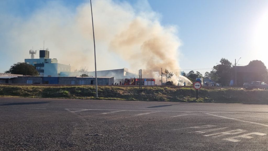 Criança brincando taca fogo em matagal na BR-467