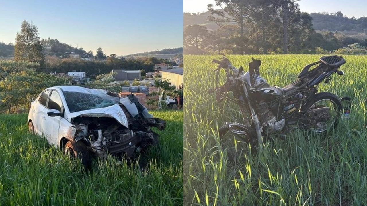 Colisão frontal entre carro e moto deixa motociclista morto em Nova Esperança do Sudoeste
