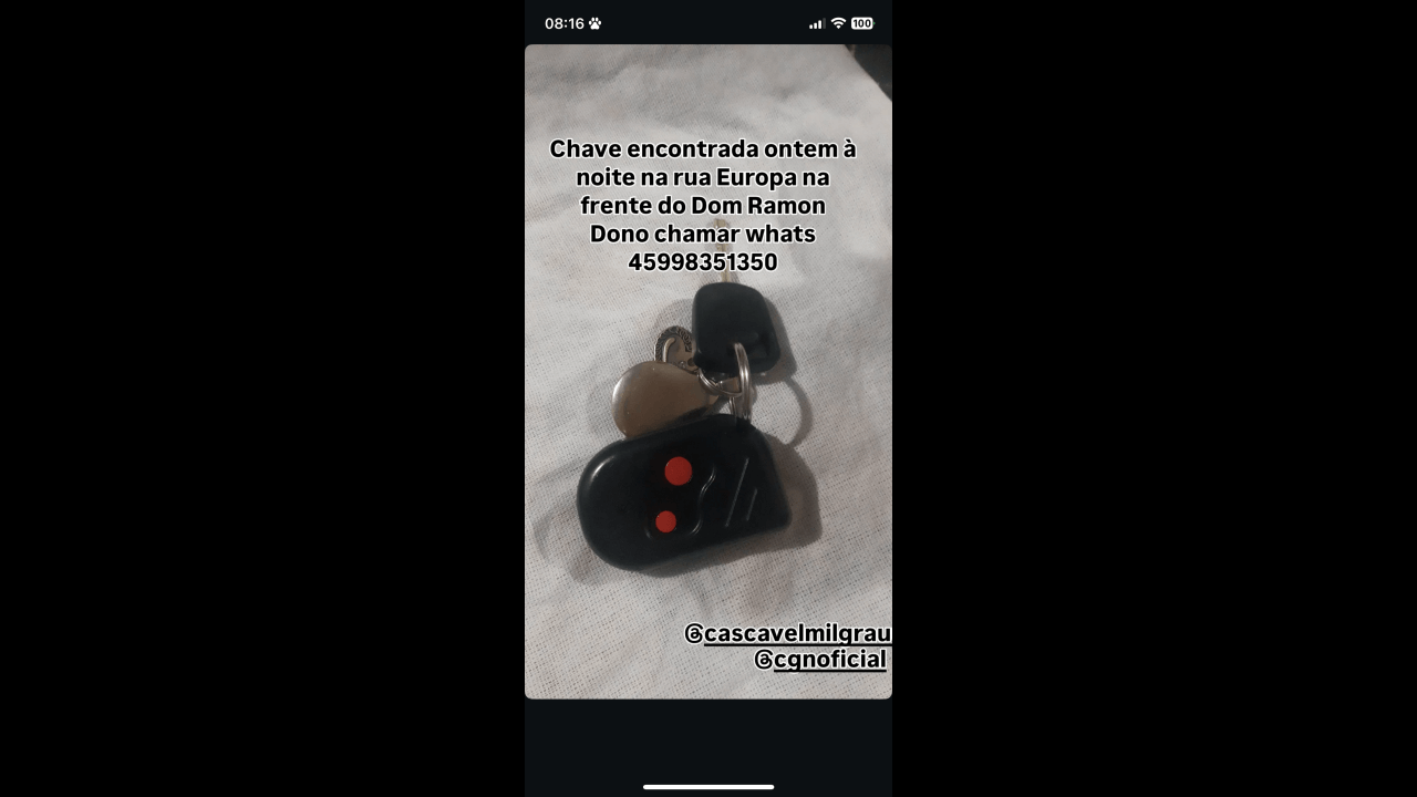 Foi encontrada uma chave no bairro Brasília