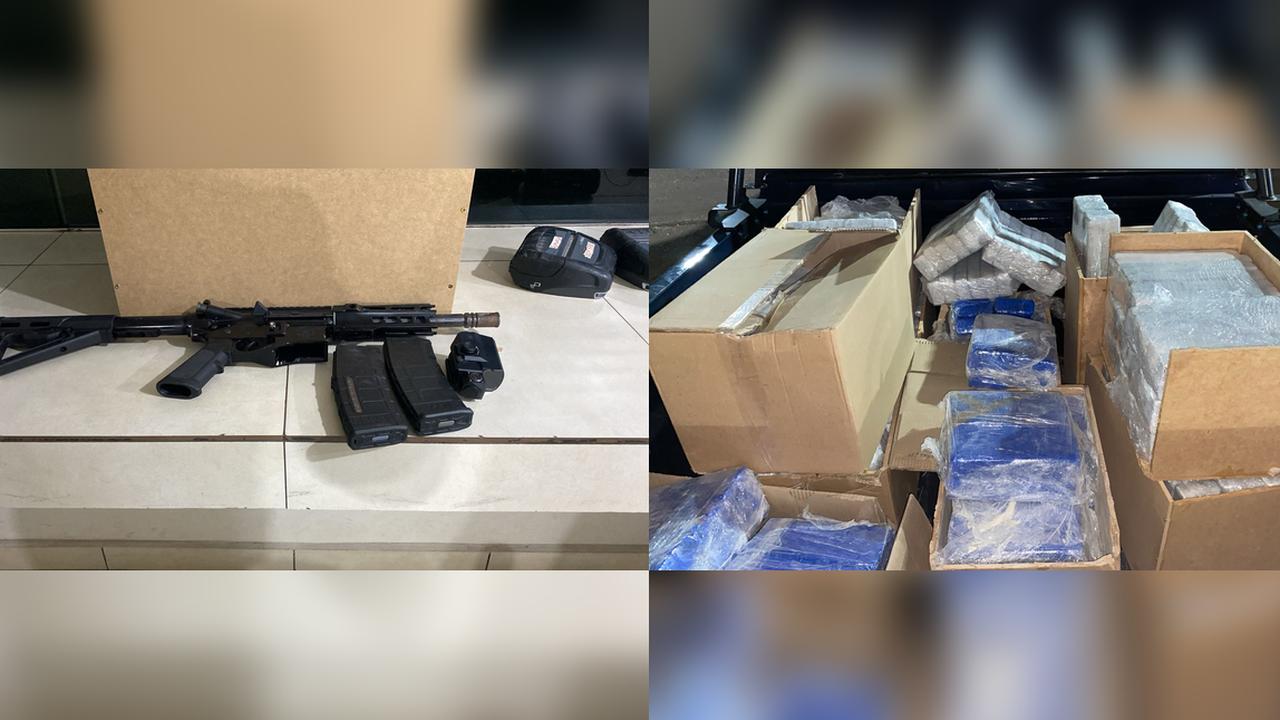 Drogas e fuzil são localizados pela PRF em Fiorino que saiu de Cascavel