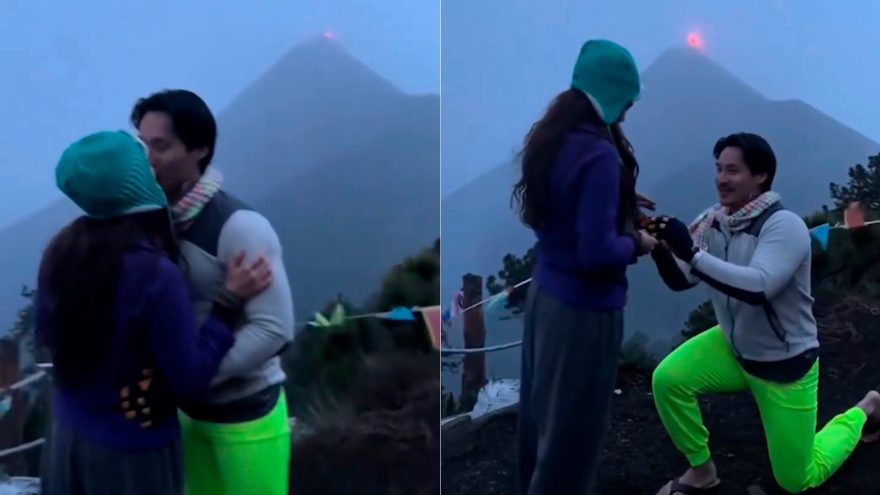Amor em erupção: Pedido de casamento ganha cenário espetacular com vulcão na Guatemala