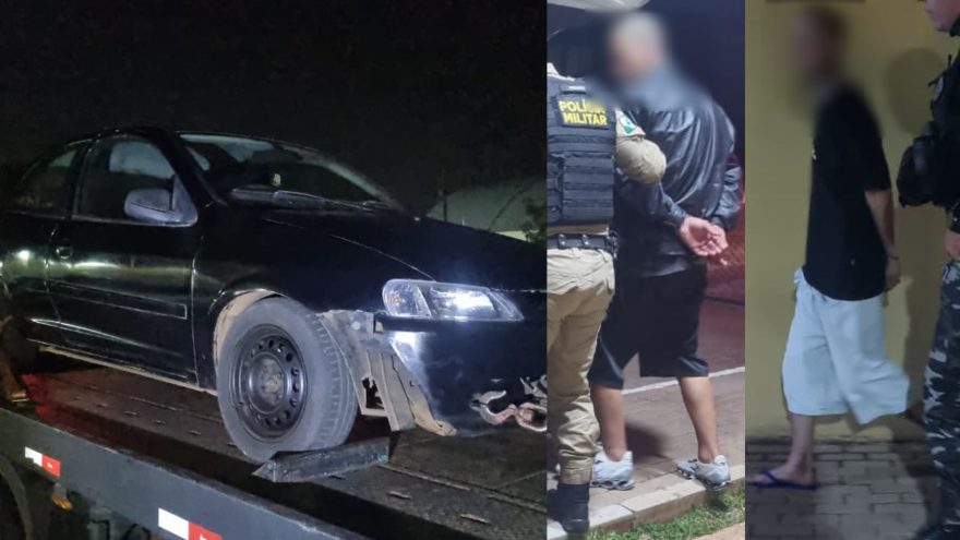 PM recupera Celta usado em assaltos e apreende dois suspeitos em Cascavel