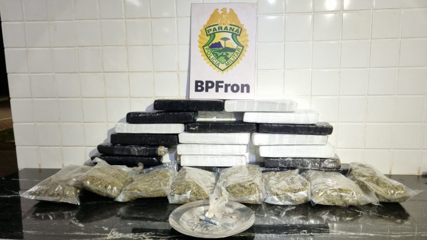 BPFron prende casal com mais de 15 kg maconha e uma bucha de pó na BR-277