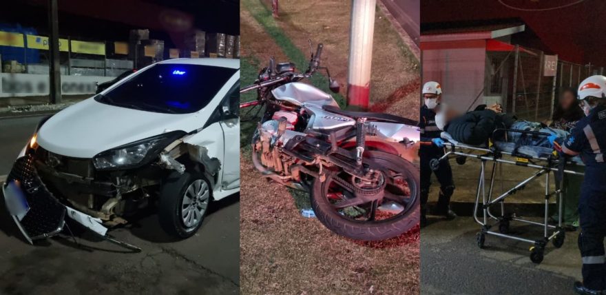 Acidente entre moto e carro de aplicativo deixa dois feridos e gera confusão em Cascavel
