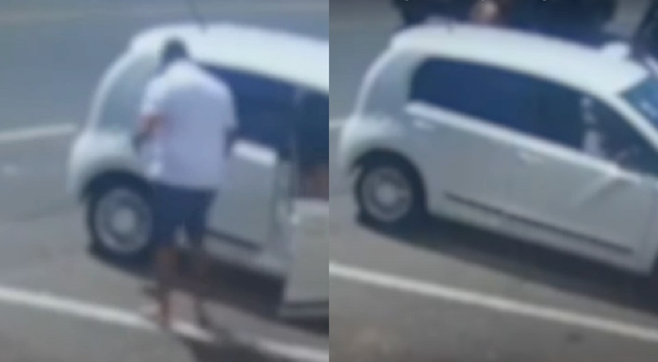 Pai agride com socos o próprio filho de 12 anos dentro de carro