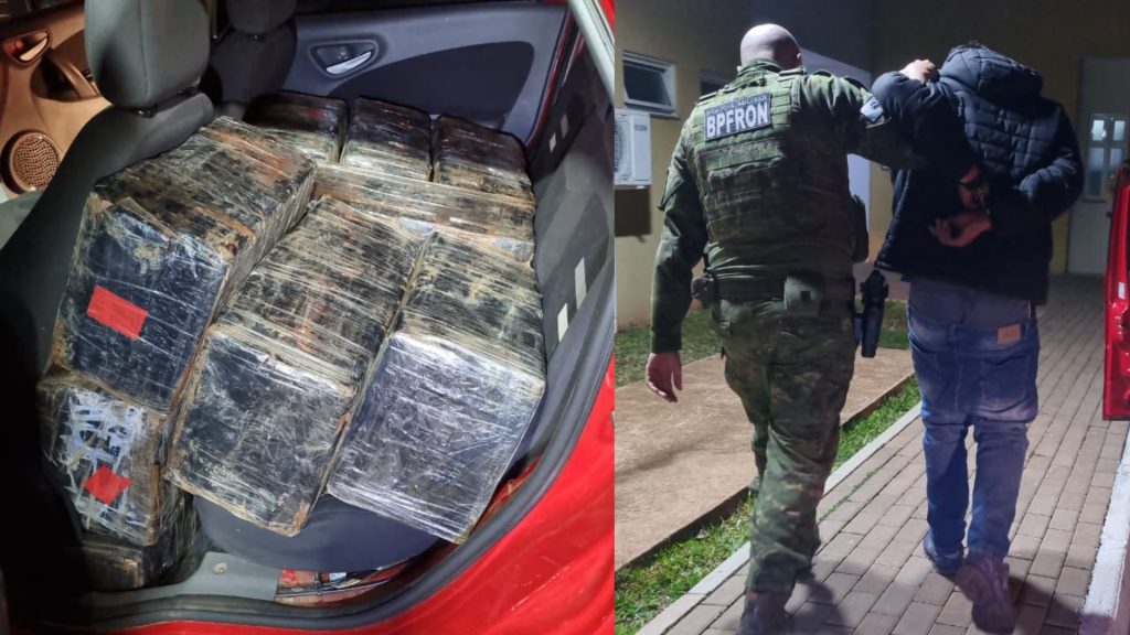 BPFron intercepta Siena com 350 kg de maconha, adulterado e com dispositivo de fumaça na BR-277; jovem é preso