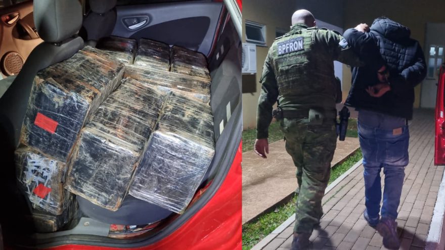 BPFron intercepta Siena com 350 kg de maconha, adulterado e com dispositivo de fumaça na BR-277; jovem é preso