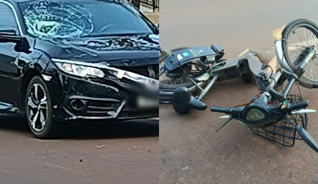 Mulher bate a cabeça no para-brisa do carro em colisão no Centro de Toledo