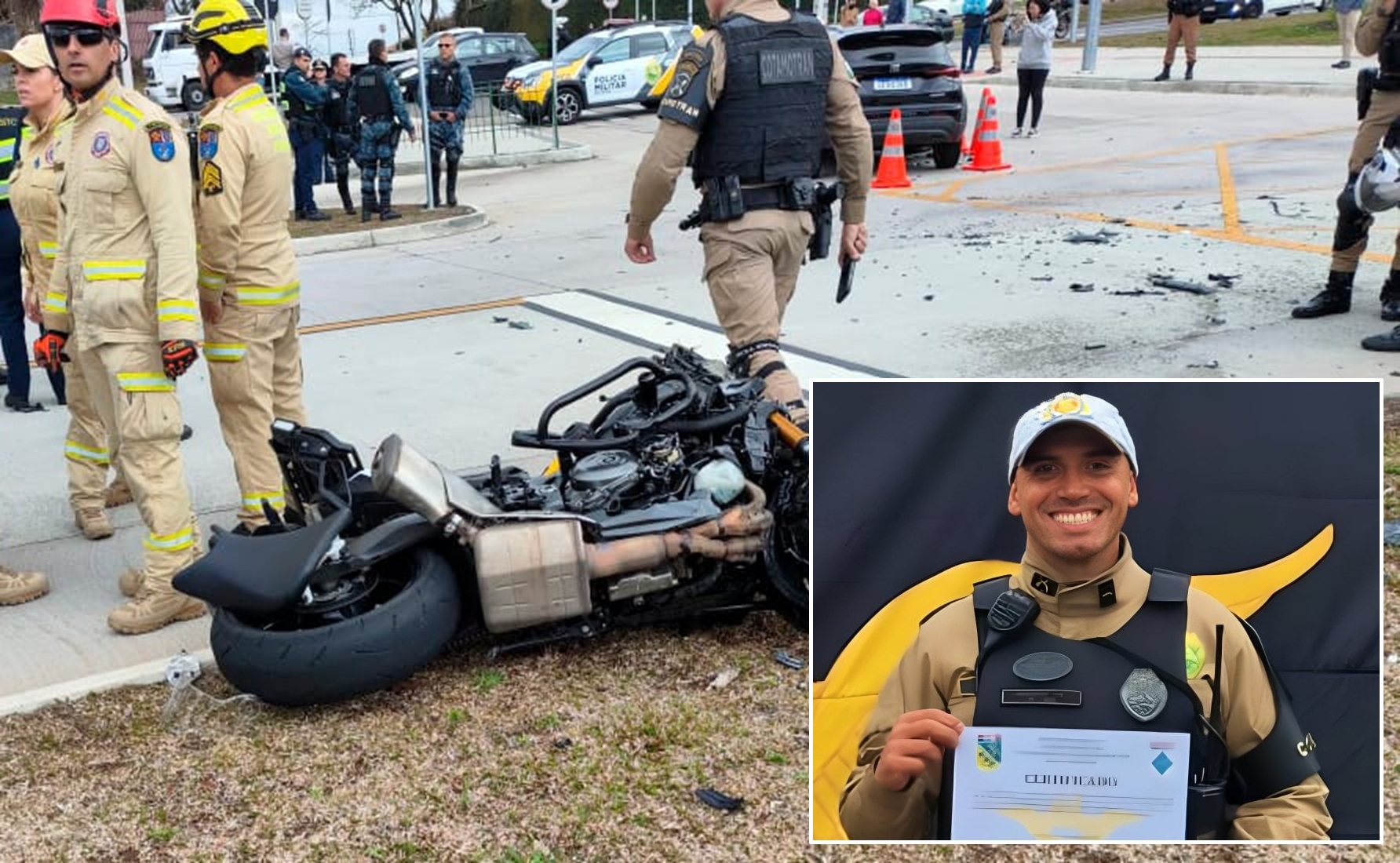 Identificado soldado que morreu em grave acidente com moto da PM