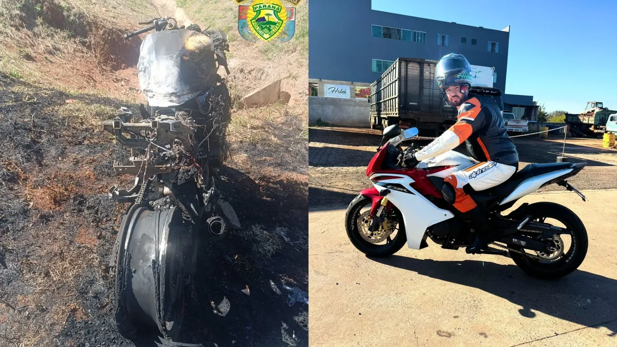 Motociclista de 27 anos morre após moto pegar fogo em acidente na PR-445