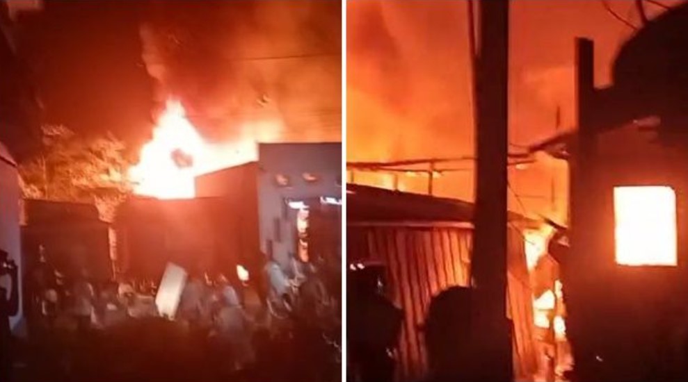 Vídeo: Incêndio devastador destrói igreja e residências