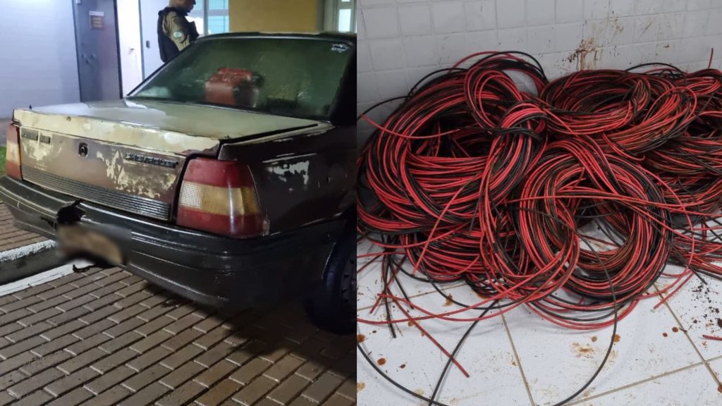 Trio é detido pela PM com 120 quilos de fios de cobre furtados na BR-277