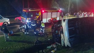 Grave acidente mobiliza grande aparato de socorro na marginal da BR-277 em Cascavel