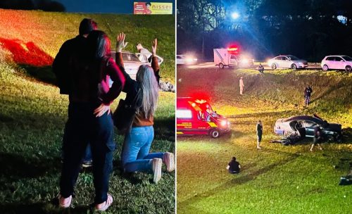 Imagem referente a Jovem morre em voo fatal com carro na BR-277: mãe se desespera no local