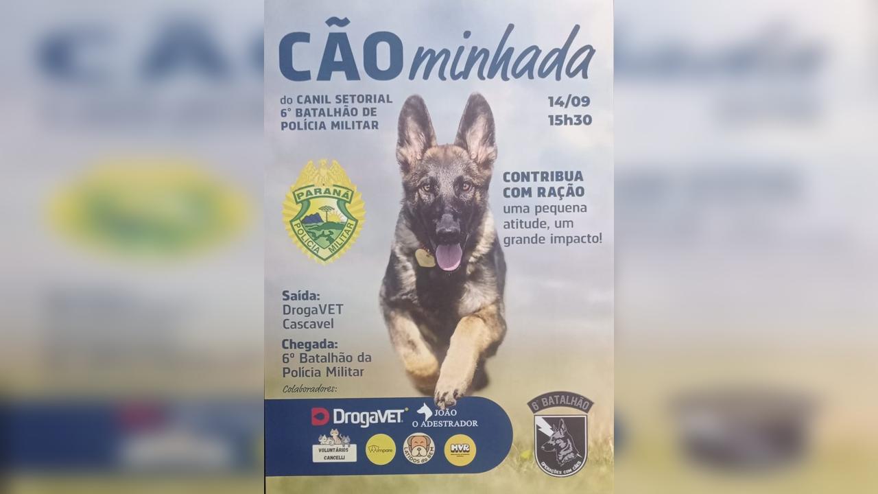 Cãominhada Solidária: PM de Cascavel vai às ruas para arrecadar ração!