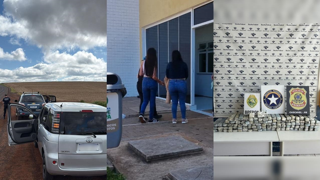 Duas mulheres e uma adolescente são flagradas transportando maconha em veículo paraguaio Duas mulheres e uma adolescente são flagradas transportando maconha em veículo paraguaio
