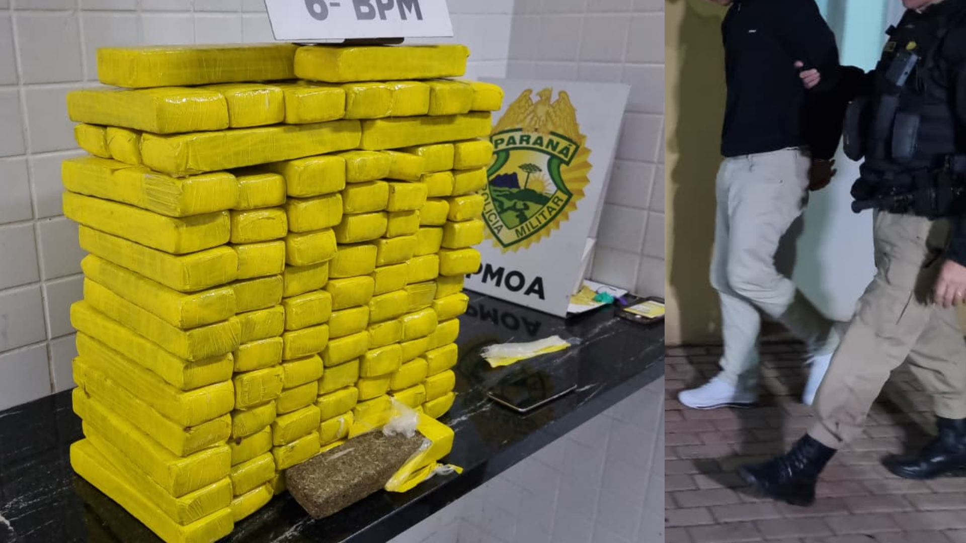 PM aborda homem com mala e mochilas próximo a hotel e encontra 50 kg de maconha em Cascavel