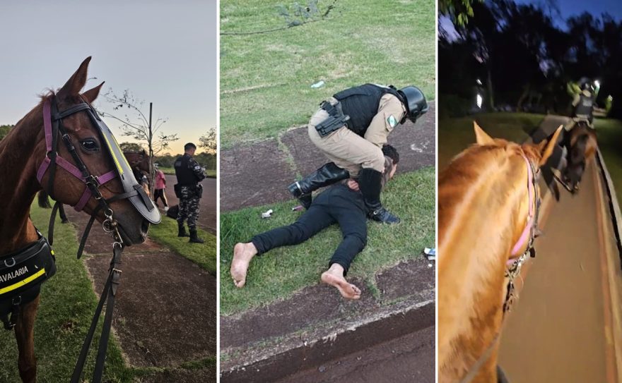 Velho Oeste: Vídeo mostra PMs, a cavalo, perseguindo procurado pela Justiça no Lago de Cascavel