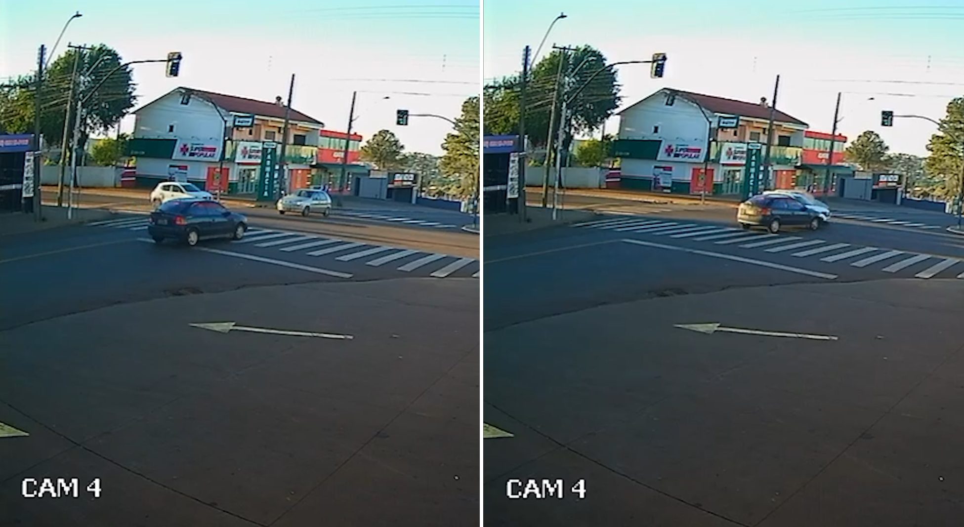 Quem furou? Vídeo mostra como se deu colisão entre três carros em semáforo na Região Norte
