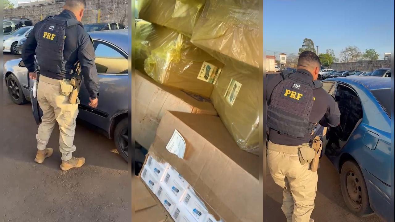 PRF apreende veículos com carga de cigarros contrabandeados em Cascavel PRF apreende veículos com carga de cigarros contrabandeados em Cascavel