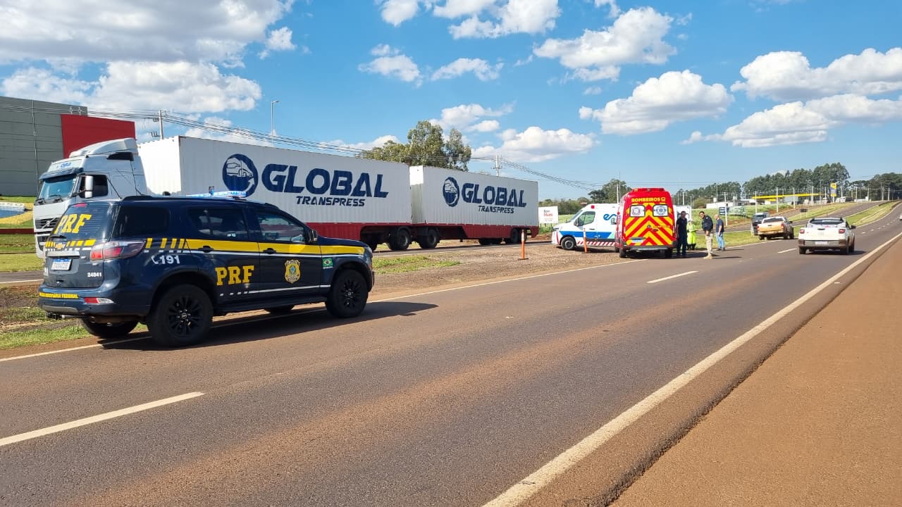 Motociclista sofre acidente na BR-277, em Cascavel
