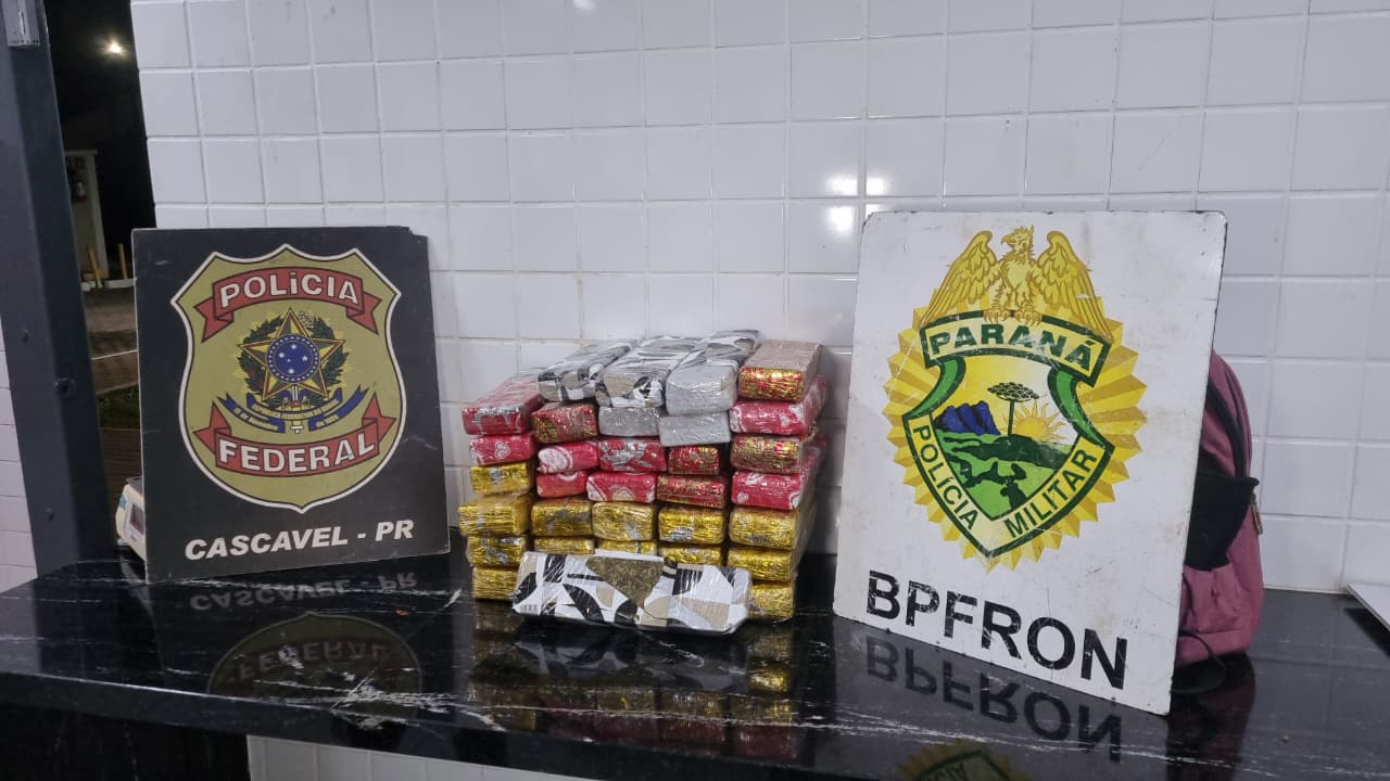 BPFron apreende 20 kg de maconha após abordar ônibus interestadual na BR-277 BPFron apreende 20 kg de maconha após abordar ônibus interestadual na BR-277