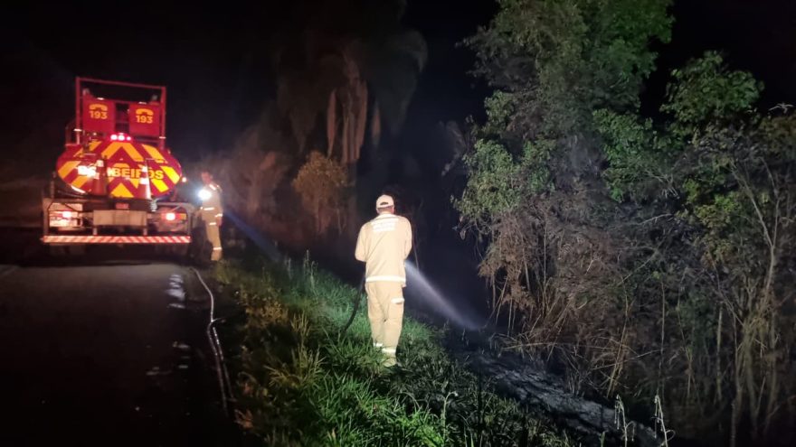 Incêndio mobiliza equipes do Corpo de Bombeiros até a BR-369, em Cascavel
