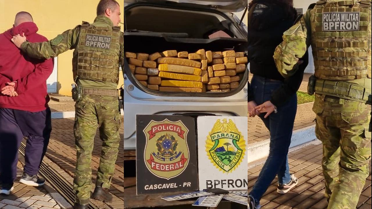 Homem é preso e adolescente de 14 anos apreendida com grande carga de maconha em Santa Tereza do Oeste
