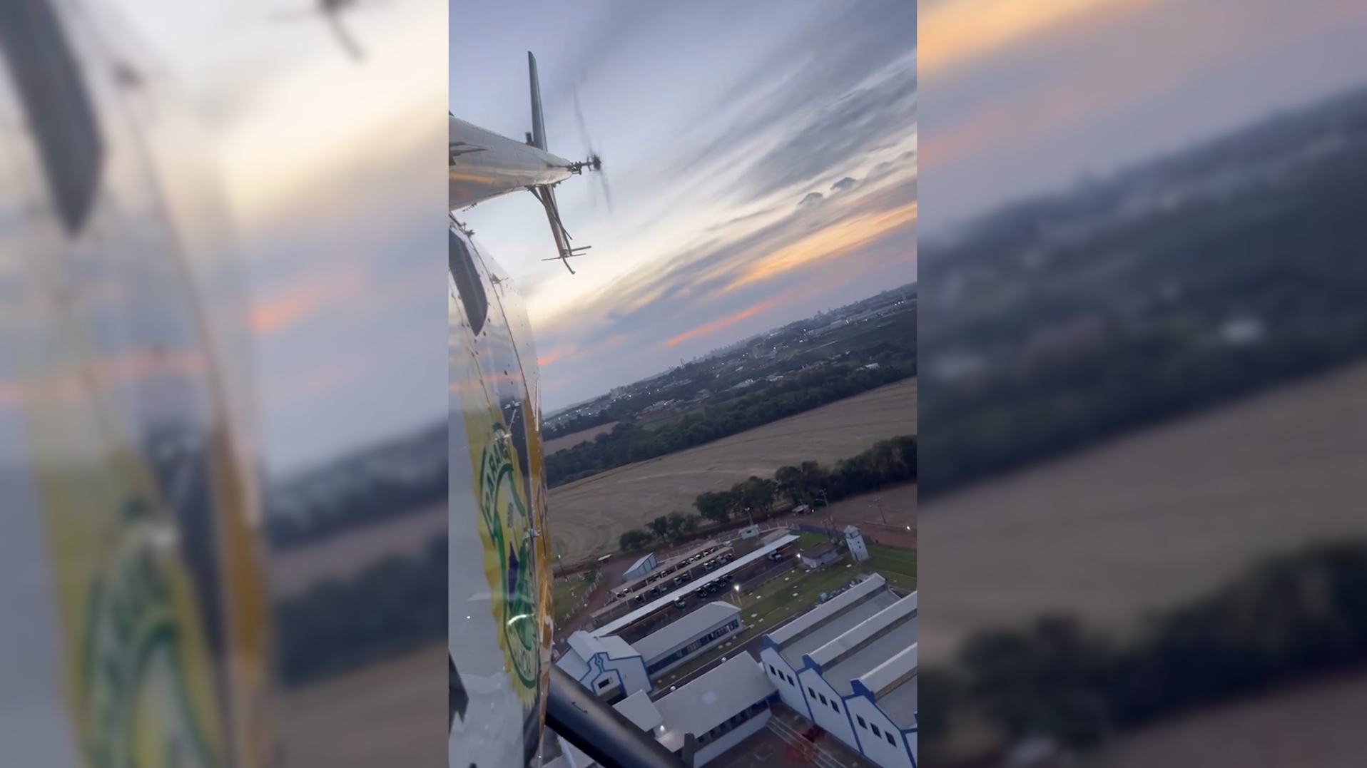 Helicóptero Falcão registra imagens aéreas durante operação na Penitenciária de Cascavel