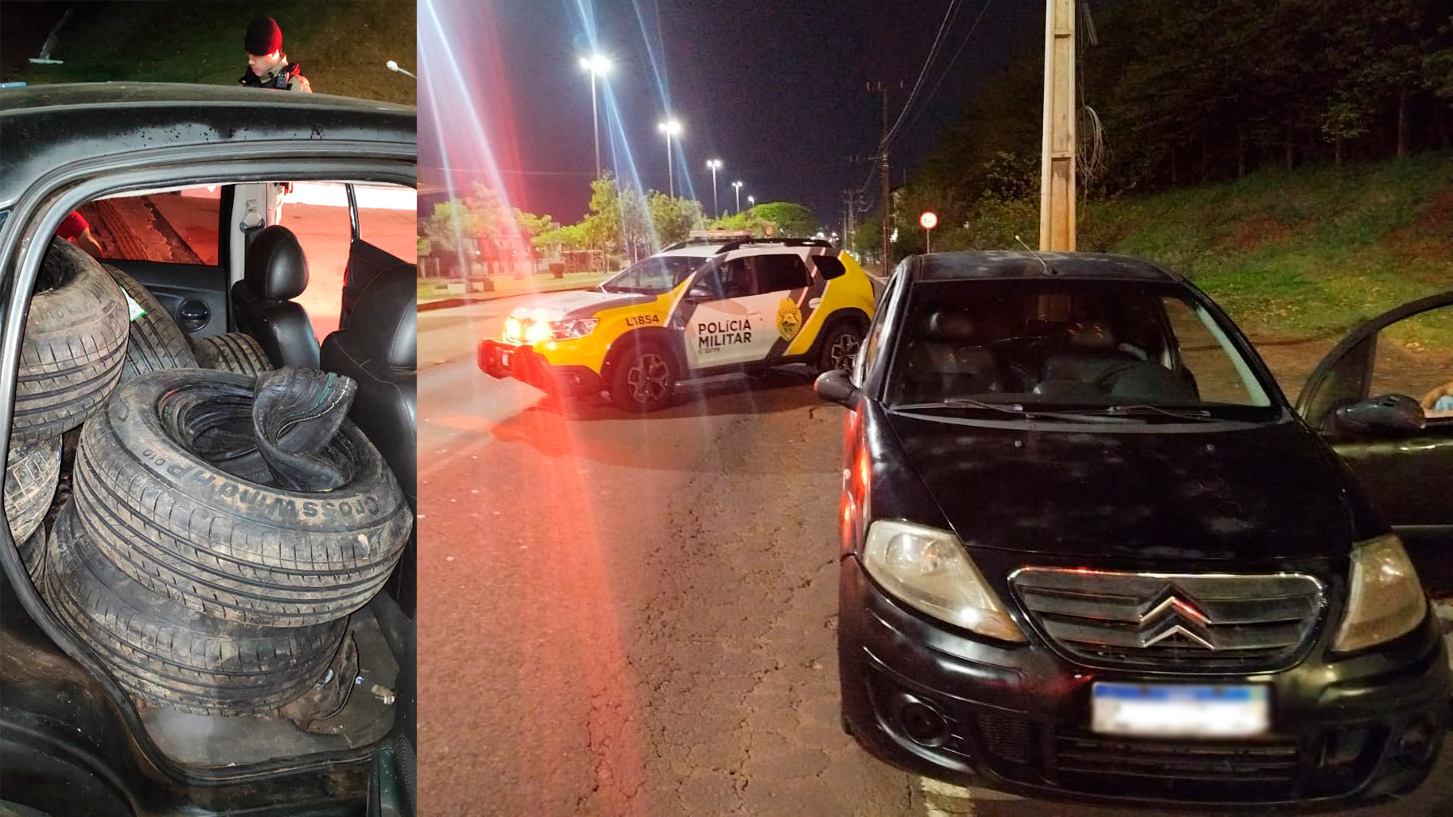 PMPR apreende 44 pneus contrabandeados em Cascavel