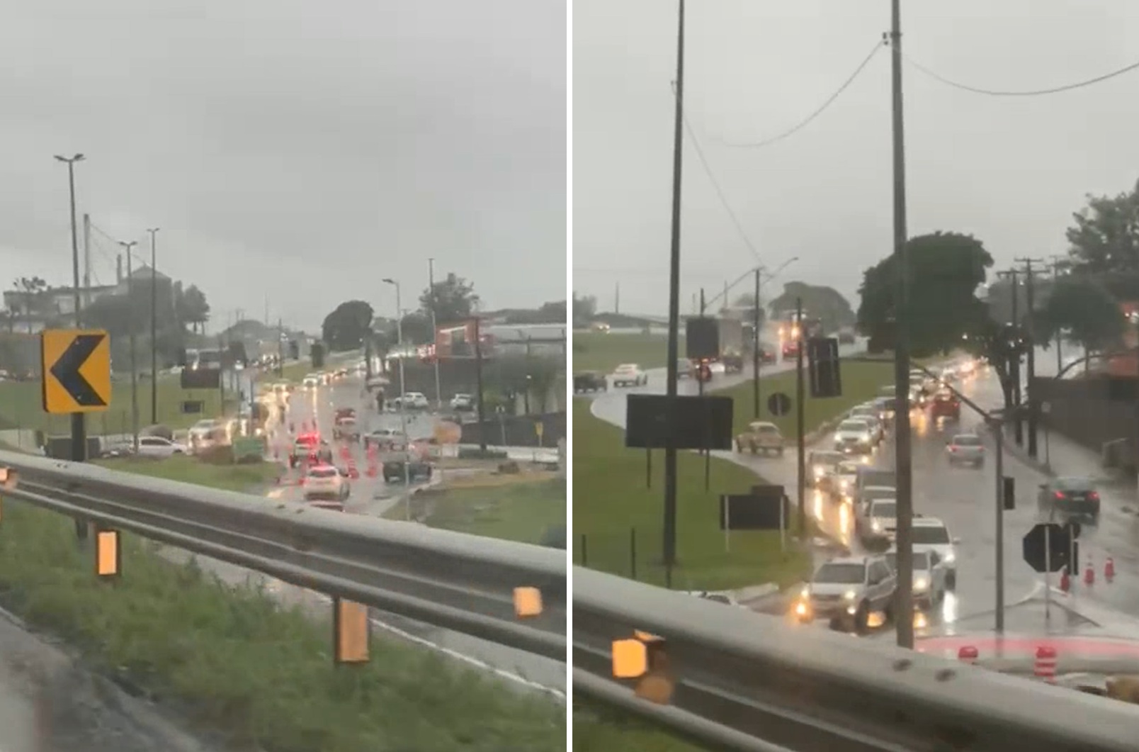 Vídeo mostra congestionamento na saída dos bairros XIV de Novembro e Santa Felicidade