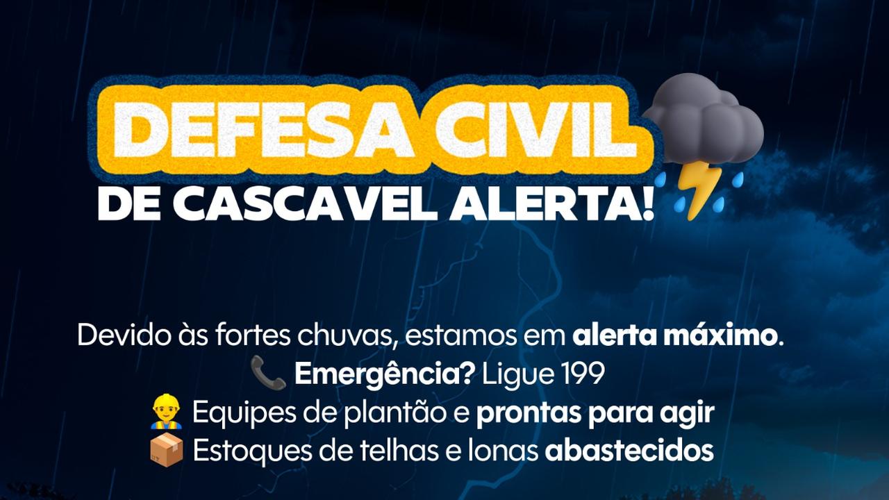 Temporal em Cascavel: Defesa Civil está de plantão para atender à comunidade