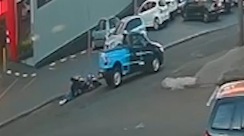 Batida entre moto e Saveiro no São Cristóvão é flagrada por câmera