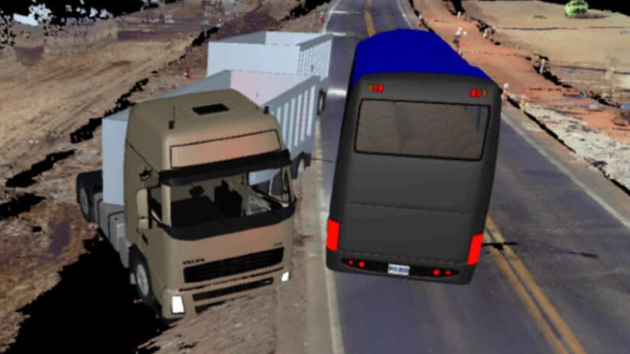 PRF divulga simulação de acidente entre ônibus e carreta que deixou 11 mortos na BR-163