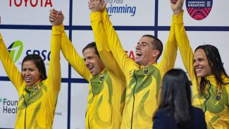 Com direito a recorde mundial, Brasil brilha no Mundial de natação Com direito a recorde mundial, Brasil brilha no Mundial de natação