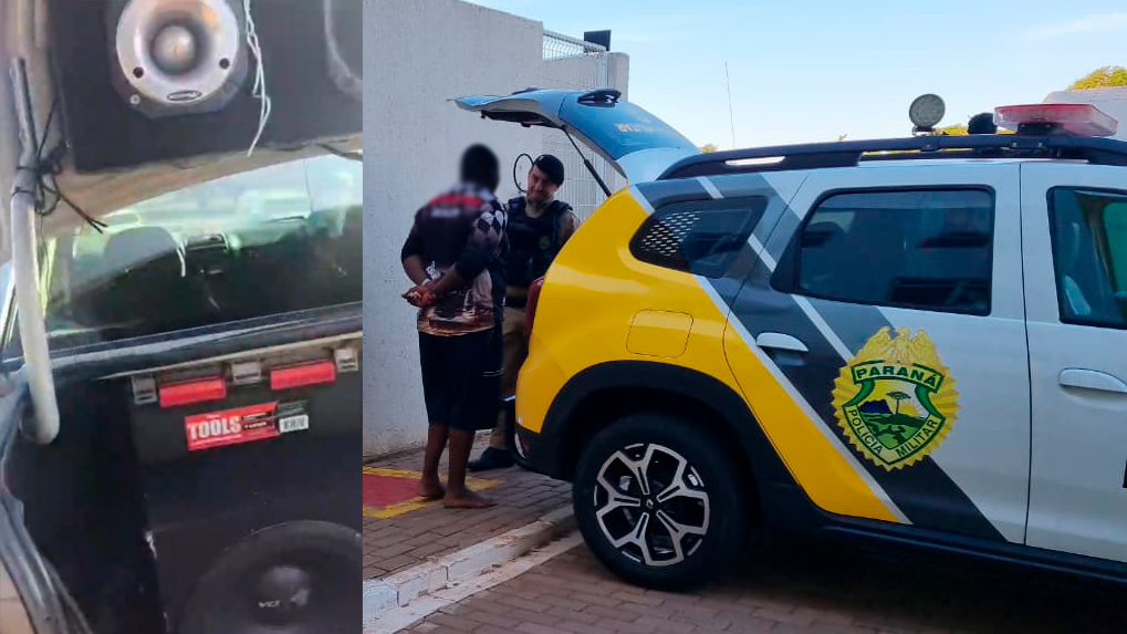 Homem é detido após perturbar o sossego com som alto e oferecer resistência à abordagem em Cascavel