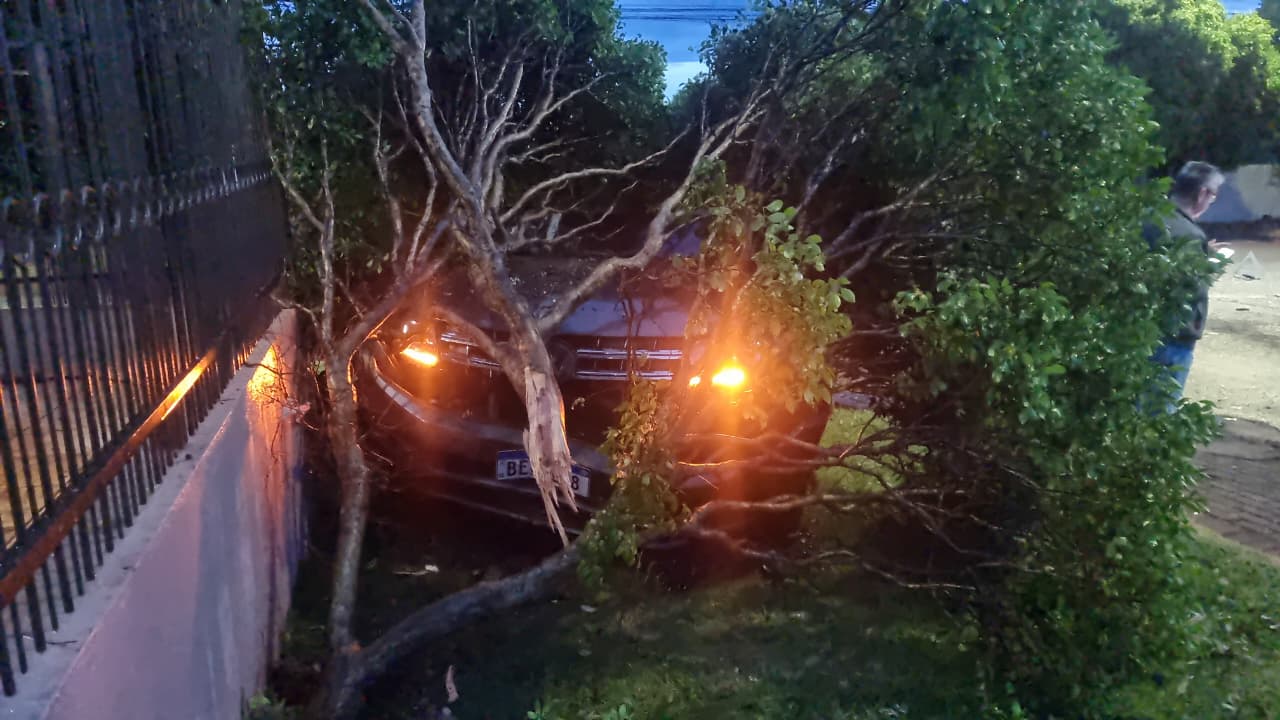 Colisão entre Amarok e Corolla arranca árvore no Alto Alegre