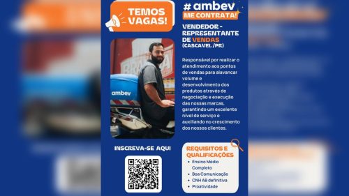 Ambev tem vaga para vendedor em Cascavel