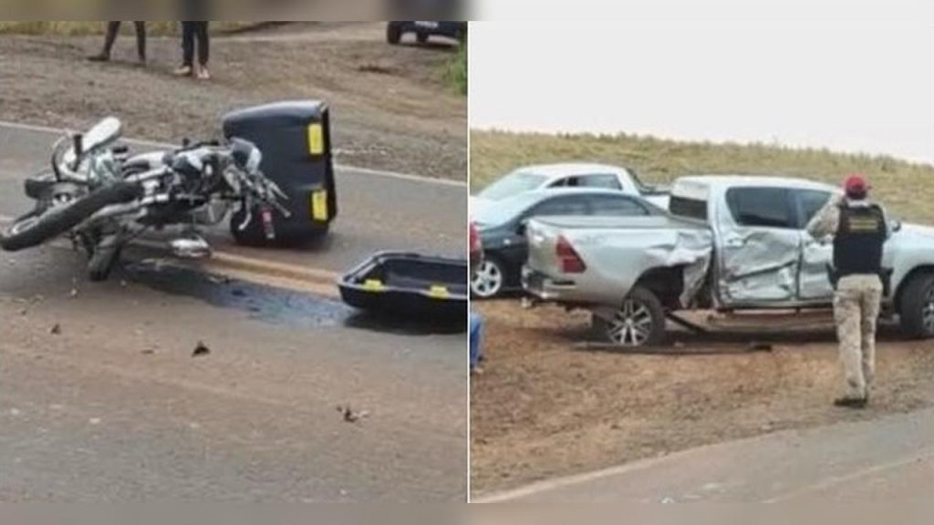 Homem fica gravemente ferido em colisão entre motocicleta e caminhonete na PR-281