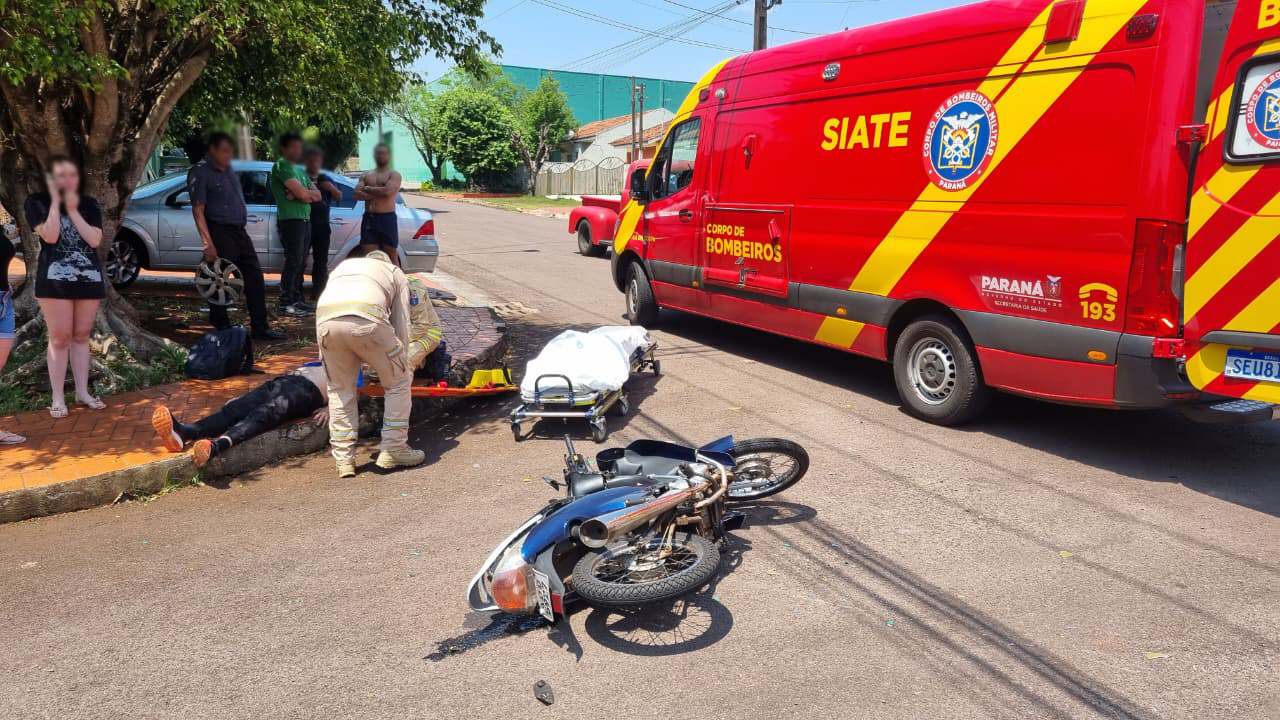 Motociclista fica ferido em colisão com carro no Bairro São Cristóvão, em Cascavel Motociclista fica ferido em colisão com carro no Bairro São Cristóvão, em Cascavel