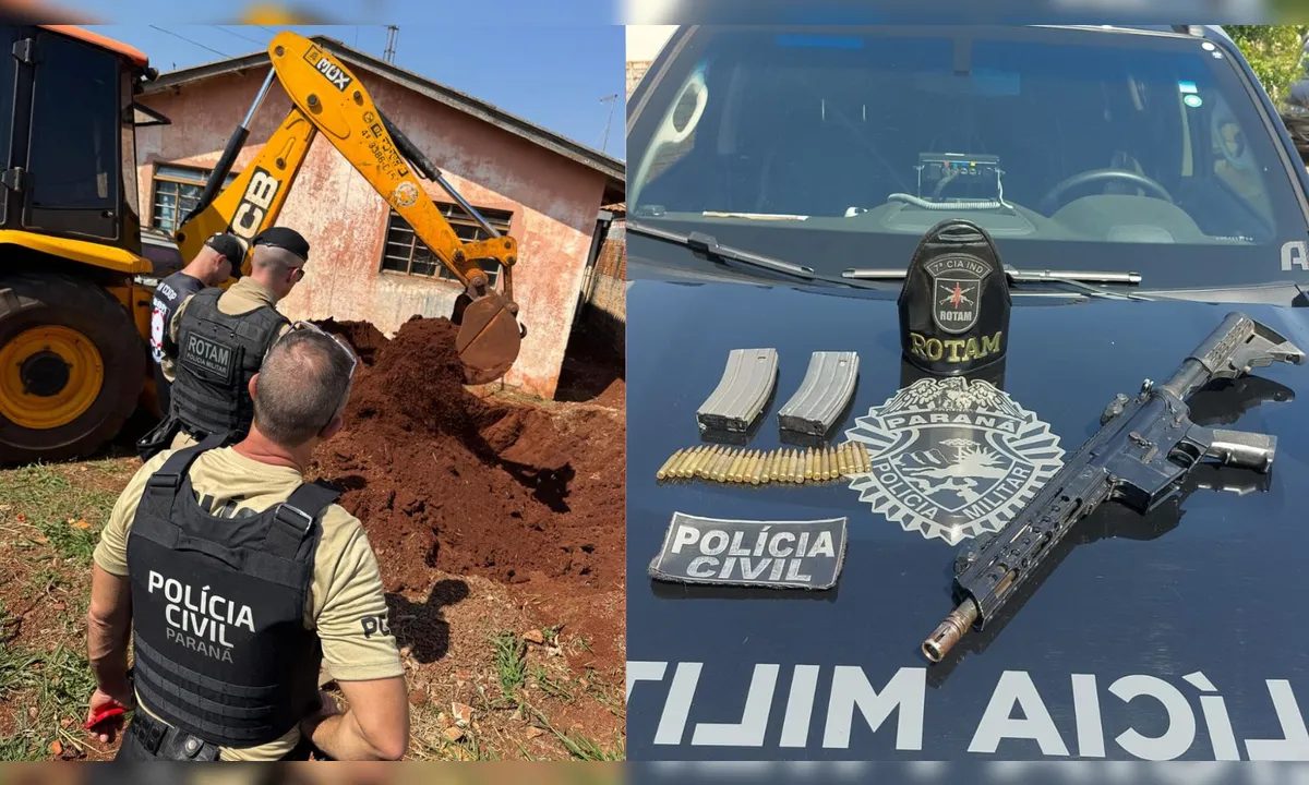 Fuzil enterrado em quintal de uma casa é apreendido no Paraná Fuzil enterrado em quintal de uma casa é apreendido no Paraná